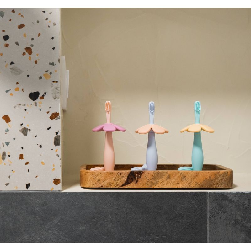 Jucarii, Copii si Bebe - Igiena si ingrijire - Articole igiena dentara copii - Periuta de dinti bebe din silicon Babysnugg cu 2 capete si ventuza, fara BPA, PVC, Latex si Ftalati - Albastra - Infinity.ro