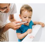 Jucarii, Copii si Bebe - Igiena si ingrijire - Articole igiena dentara copii - Periuta de dinti bebe din silicon Babysnugg cu 2 capete si ventuza, fara BPA, PVC, Latex si Ftalati - Albastra - Infinity.ro