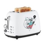 Electronice si Electrocasnice - Electrocasnice bucatarie - Preparare paine - Prajitoare de paine - Prajitor de paine editie limitata TRISA Street Art, 7371.7112, 815 W, 6 nivele, Tava firimituri, Design grafitti, Alb - Infinity.ro