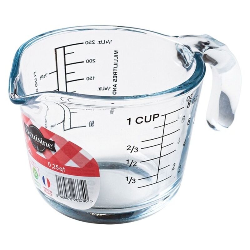Casa si Gradina - Bucatarie si vesela - Ustensile bucatarie - Ustensile de masurat de bucatarie - Ulcior gradat Ô Cuisine Transparent Sticla,  0,25 L - Infinity.ro