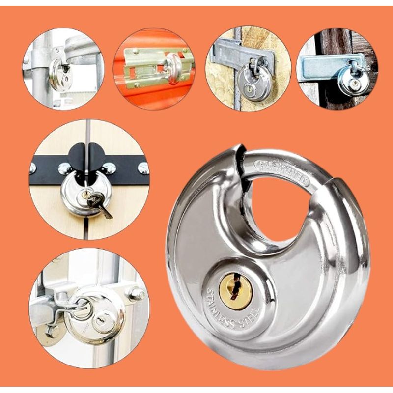 Casa si Gradina - Constructii - Feronerie si accesorii - Lacate - Lacat cu discuri din otel inoxidabil, pachet de 2 chei, uz intern/extern, protectie conditii extreme de utilizare - Infinity.ro