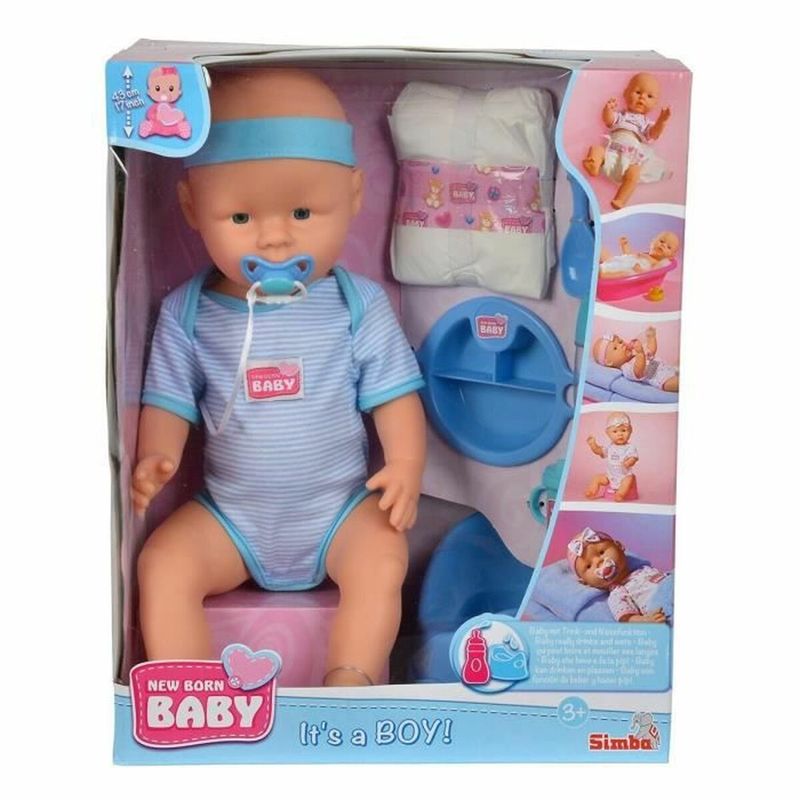 Jucarii, Copii si Bebe - Jucarii si jocuri - Papusi si accesorii - Papusi - Papusa bebelus cu accesorii Simba New Born Baby 43 cm - Infinity.ro