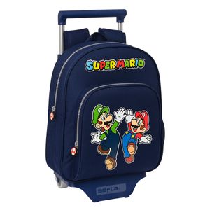 Ghiozdan cu Roti Super Mario Bleumarin 28 x 34 x 10 cm