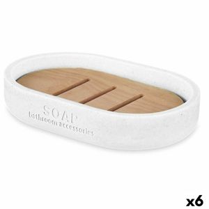Sapuniera Berilo B5456BC-4 - 455 Alb Rasina Bambus 12,5 x 2,5 x 8,5 cm (6 Unitati)