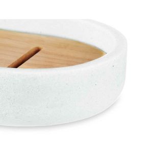 Sapuniera Berilo B5456BC-4 - 455 Alb Rasina Bambus 12,5 x 2,5 x 8,5 cm (6 Unitati)