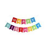 Casa si Gradina - Decoratiuni - Decoratiuni petrecere - Accesorii pentru petrecere - Banner happy birthday 100x200 cm, flippy, dimensiune stegulet 11.5x16.5 cm, rola de ata inclusa, multicolor - Infinity.ro