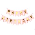 Casa si Gradina - Decoratiuni - Decoratiuni petrecere - Accesorii pentru petrecere - Banner happy birthday 100x200 cm, flippy, dimensiune stegulet 11.5x16.5 cm, rola de ata inclusa, roz - Infinity.ro