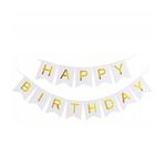 Casa si Gradina - Decoratiuni - Decoratiuni petrecere - Accesorii pentru petrecere - Banner happy birthday 100x200 cm, flippy, dimensiune stegulet 11.5x16.5 cm, rola de ata inclusa, alb - Infinity.ro