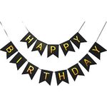 Casa si Gradina - Decoratiuni - Decoratiuni petrecere - Accesorii pentru petrecere - Banner happy birthday 100x200 cm, flippy, dimensiune stegulet 11.5x16.5 cm, rola de ata inclusa, negru - Infinity.ro
