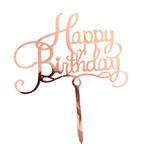 Casa si Gradina - Decoratiuni - Decoratiuni petrecere - Accesorii pentru petrecere - Decoratiune topper pentru tort, flippy, model happy birthday, tematica aniversare, 10 cm, roz - Infinity.ro