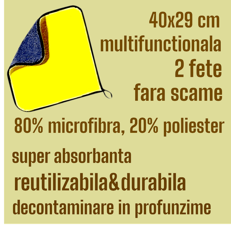 Market - Curatenie si intretinere casa - Produse bucatarie - Lavete si bureti - Set 3 lavete microfibra, 40x29 cm, multifunctionala, 2 fete, fara scame, non abraziva, super absorbanta - Infinity.ro