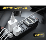 Auto si Moto - Piese auto si accesorii - Interior auto - Accesorii interior - Invertor auto de tensiune, 200W, 4 porturi USB, negru, 205x55x55mm - Infinity.ro