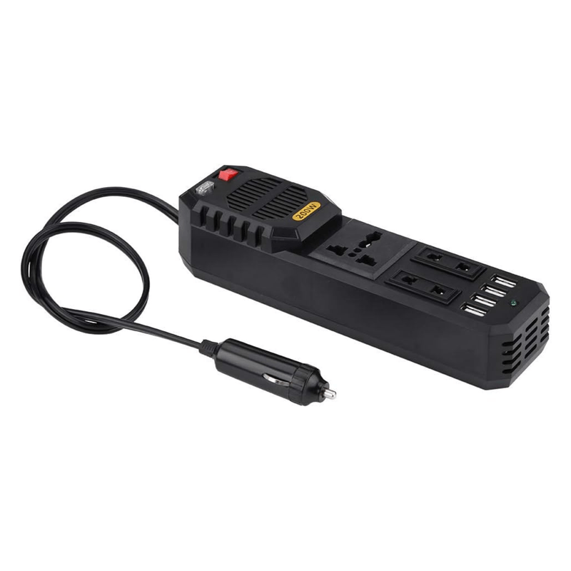 Auto si Moto - Piese auto si accesorii - Interior auto - Accesorii interior - Invertor auto de tensiune, 200W, 4 porturi USB, negru, 205x55x55mm - Infinity.ro