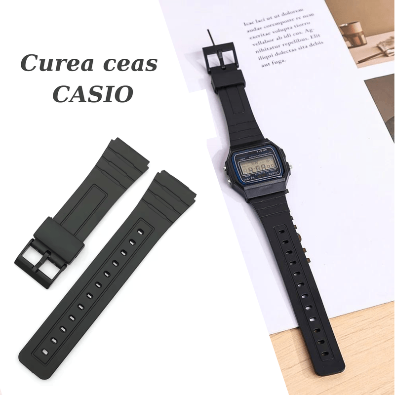 Fashion, accesorii si bijuterii - Barbati - Accesorii barbati - Alte accesorii barbati - Curea ceas Casio ABY PRODUCTS, Neagra - Infinity.ro