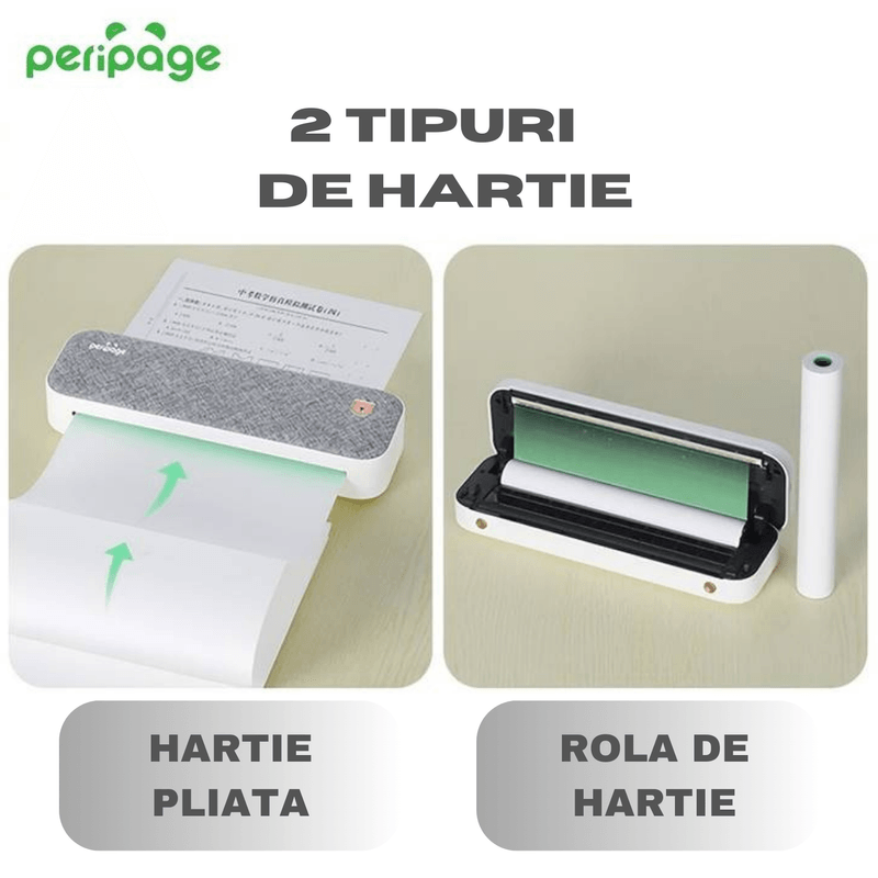 PC, gaming si accesorii - Imprimante, scanere & consumabile - Imprimante - Imprimante termice - Imprimanta Termica PeriPage, Portabila, A4, ABY PRODUCTS, Bluetooth, USB, Rola de Hartie Termica inclusa - Infinity.ro