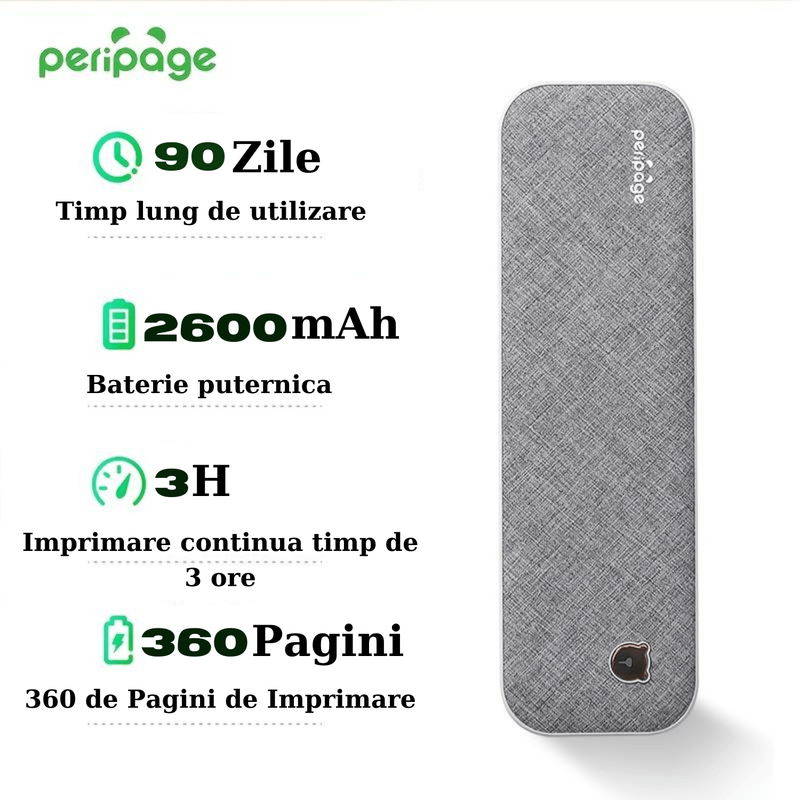 PC, gaming si accesorii - Imprimante, scanere & consumabile - Imprimante - Imprimante termice - Imprimanta Termica PeriPage, Portabila, A4, ABY PRODUCTS, Bluetooth, USB, Rola de Hartie Termica inclusa - Infinity.ro