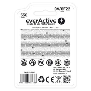 Baterii Reincarcabile EverActive EVHR22-550C 9 V