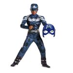 Jucarii, Copii si Bebe - Jucarii si jocuri - Jucarii de rol - Masti si costume copii - Costum Captain America KidMania® cu muschi pentru baieti, 5-7 ani 110-120 cm - Infinity.ro
