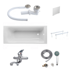 Casa si Gradina - Sanitare - Cazi si cabine de dus - Cazi baie - Cada Acril 140x70 - Masca Frontala,Masca Laterala,Cadru Metalic, Sifon Evacuare si Baterie cada dus - Infinity.ro