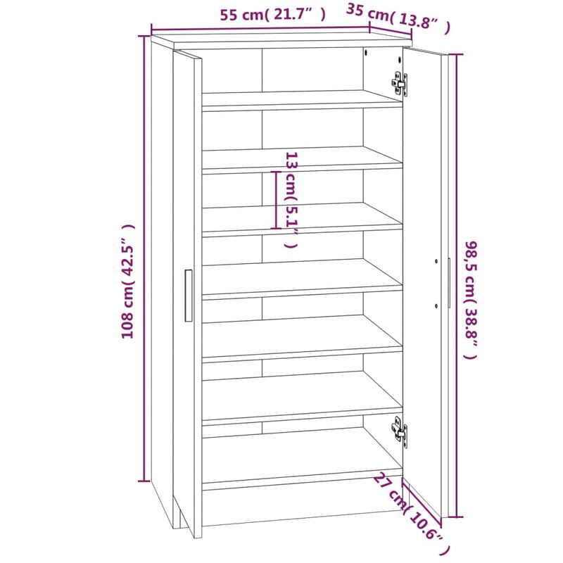 Casa si Gradina - Mobilier - Organizare si depozitare - Organizator incaltaminte - Pantofar, stejar maro, 55x35x108 cm, lemn prelucrat - Infinity.ro