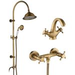 Casa si Gradina - Sanitare - Cazi si cabine de dus - Coloane si seturi de dus - Pachet baie retro CasaBlanca Epoque coloana dus + baterie lavoar + baterie dus,Retro,Antichizate - Infinity.ro