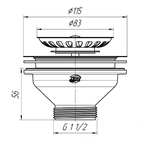 Casa si Gradina - Sanitare - Lavoar baie si accesorii - Accesorii baterii sanitare - Ventil 3 1/2″ pentru chiuvete cu orificiu de scurgere Ø90 ,Aniplast,M250EU - Infinity.ro