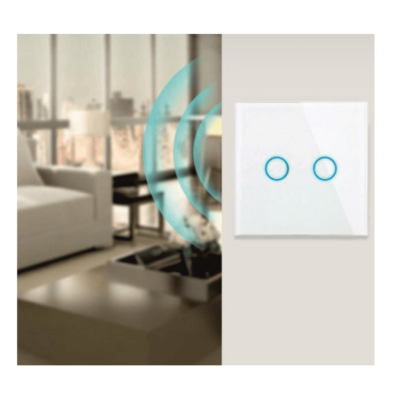 Casa si Gradina - Electrice - Distributie electrica si comanda - Intrerupatoare - Intrerupator touch dublu,WI-FI, cu panou de sticla, alb,86 x 86 x 35 mm - Infinity.ro