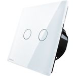Casa si Gradina - Electrice - Distributie electrica si comanda - Intrerupatoare - Intrerupator touch dublu,WI-FI, cu panou de sticla, alb,86 x 86 x 35 mm - Infinity.ro