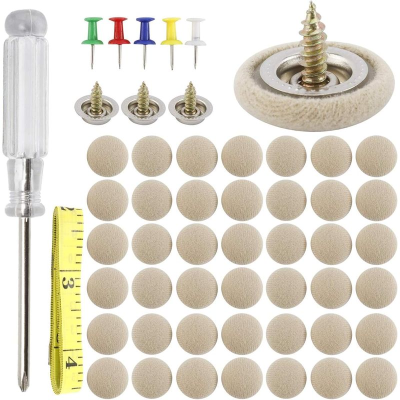 Auto si Moto - Piese auto si accesorii - Piese auto - Set 60 caps, pentru reconditionare tapiterie/plafon auto cu insrument de insalare, Bej - Infinity.ro