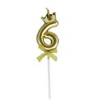 Casa si Gradina - Decoratiuni - Decoratiuni petrecere - Accesorii pentru petrecere - Lumanare pentru tort cifra 6, model coroana, gold, flippy, party - Infinity.ro
