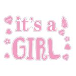 Casa si Gradina - Decoratiuni - Decoratiuni petrecere - Accesorii pentru petrecere - Sticker autocolant, flippy, tematica gender reveal, model scris it's a girl, 19.5x27.5 cm, roz - Infinity.ro