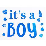 Casa si Gradina - Decoratiuni - Decoratiuni petrecere - Accesorii pentru petrecere - Sticker autocolant, flippy, tematica gender reveal, model scris it's a boy, 19.5x27.5 cm, albastru - Infinity.ro