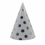 Casa si Gradina - Decoratiuni - Decoratiuni petrecere - Accesorii pentru petrecere - Set 6 coifuri metalizate, flippy, pentru petrecere, tematica aniversare, model buline, 20 cm, argintiu - Infinity.ro