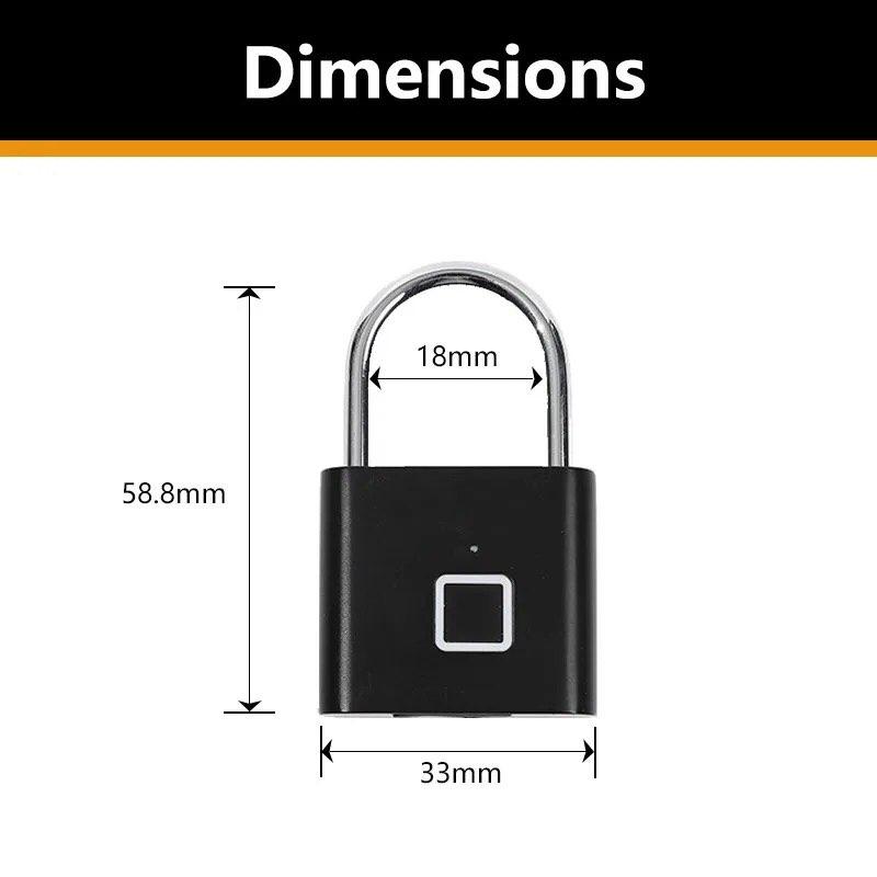 Casa si Gradina/Constructii/Feronerie si accesorii/Lacate - Lacat Inteligent Cu Amprenta, snzor Amprenta, Incarcare rapida prin Us, WATERPROOF, Memoreaza pana la 10 - Infinity.ro