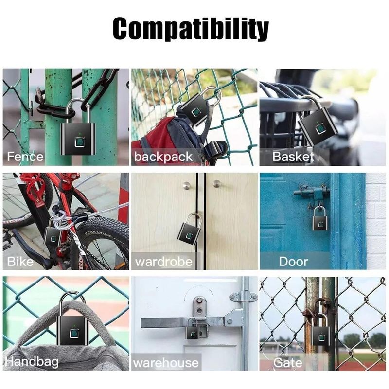 Casa si Gradina/Constructii/Feronerie si accesorii/Lacate - Lacat Inteligent Cu Amprenta, snzor Amprenta, Incarcare rapida prin Us, WATERPROOF, Memoreaza pana la 10 - Infinity.ro
