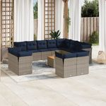 Casa si Gradina - Gradina si terasa - Mobilier exterior - Seturi mobila gradina - Set mobilier de gradina cu perne, 13 piese, gri, poliratan - Infinity.ro