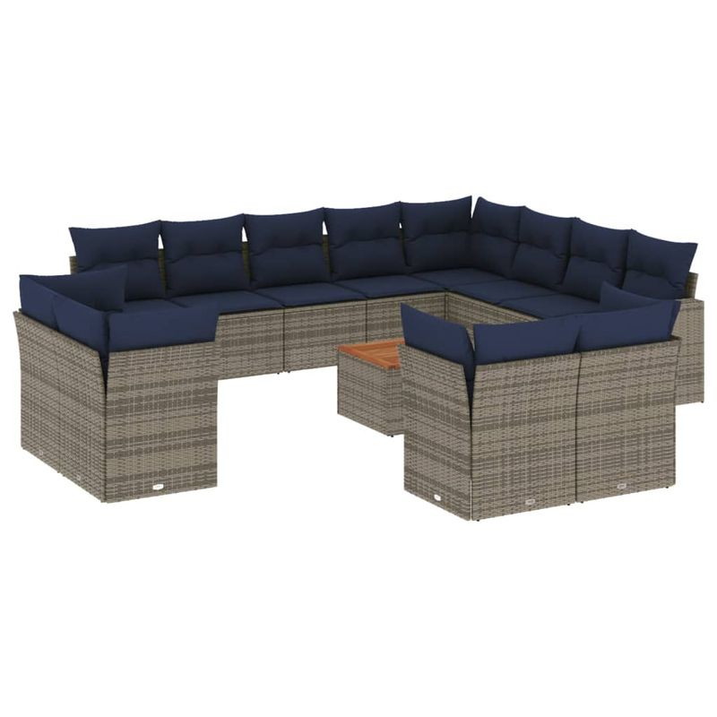Casa si Gradina - Gradina si terasa - Mobilier exterior - Seturi mobila gradina - Set mobilier de gradina cu perne, 13 piese, gri, poliratan - Infinity.ro