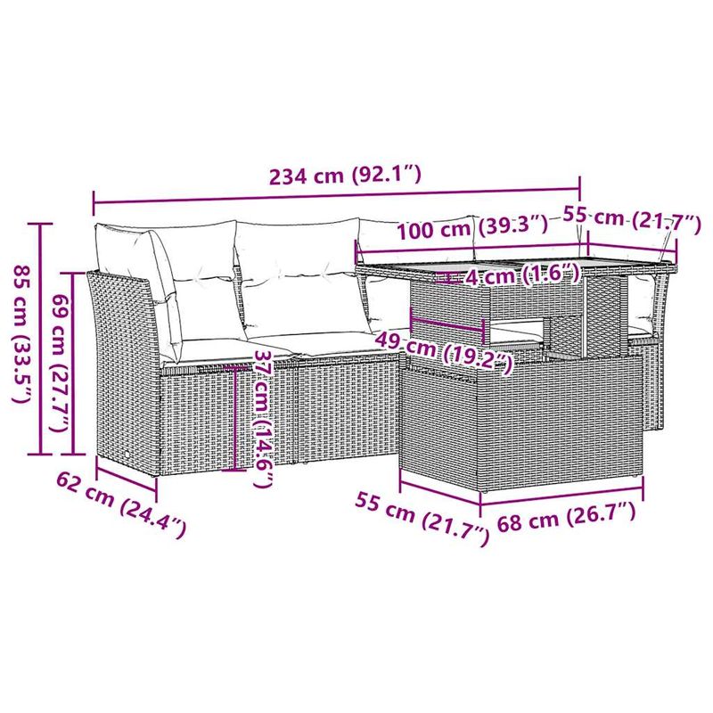 Casa si Gradina - Gradina si terasa - Mobilier exterior - Seturi mobila gradina - Set canapea de gradina cu perne, 5 piese, gri, poliratan - Infinity.ro