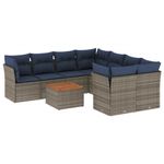 Casa si Gradina - Gradina si terasa - Mobilier exterior - Seturi mobila gradina - Set canapele de gradina, 9 piese, cu perne, gri, poliratan - Infinity.ro