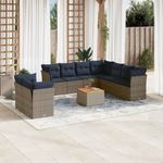 Casa si Gradina - Gradina si terasa - Mobilier exterior - Seturi mobila gradina - Set canapele de gradina cu perne, 11 piese, gri, poliratan - Infinity.ro