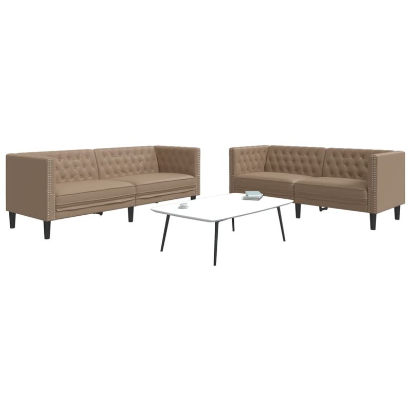 Casa si Gradina - Mobilier - Seturi de mobilier - Seturi living - Set canapele Chesterfield cu 2 locuri, cappuccino, piele eco. - Infinity.ro