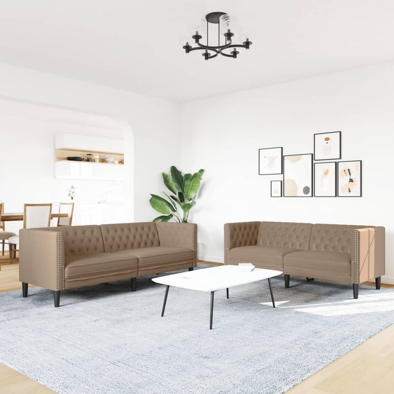 Casa si Gradina - Mobilier - Seturi de mobilier - Seturi living - Set canapele Chesterfield cu 2 locuri, cappuccino, piele eco. - Infinity.ro