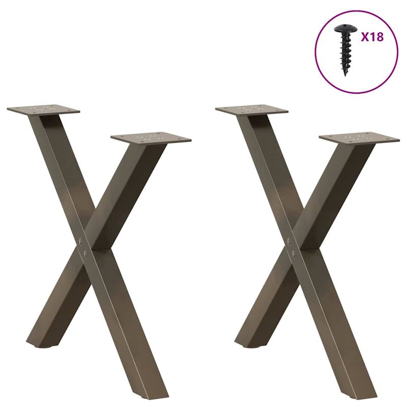 Casa si Gradina - Mobilier - Feronerie si accesorii mobila - Picioare pentru masuta cafea in forma X, 2 buc Otel natural Otel, mărime 60x(42-43) cm (40 mm) - Infinity.ro