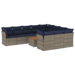 Casa si Gradina - Gradina si terasa - Mobilier exterior - Seturi mobila gradina - Set canapele de gradina cu perne, 11 piese, gri, poliratan - Infinity.ro