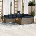 Casa si Gradina - Gradina si terasa - Mobilier exterior - Seturi mobila gradina - Set canapele de gradina cu perne, 11 piese, gri, poliratan - Infinity.ro