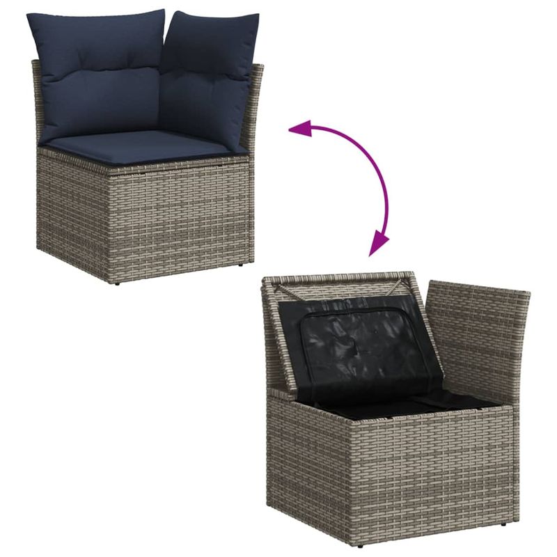 Casa si Gradina - Gradina si terasa - Mobilier exterior - Seturi mobila gradina - Set canapele de gradina cu perne, 11 piese, gri, poliratan - Infinity.ro