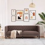 Casa si Gradina/Mobilier/Canapele si coltare/Canapele - Canapea Chesterfield cu 3 locuri, maro, piele ecologica - Infinity.ro