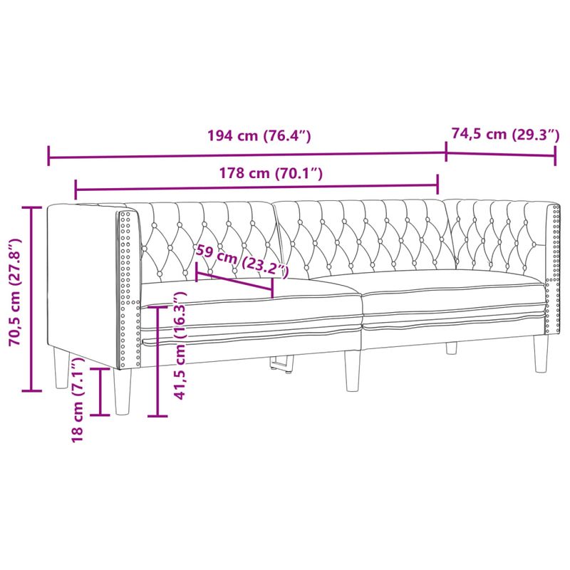 Casa si Gradina/Mobilier/Canapele si coltare/Canapele - Canapea Chesterfield cu 3 locuri, maro, piele ecologica - Infinity.ro