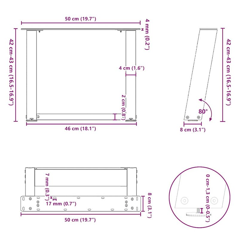 Casa si Gradina - Mobilier - Feronerie si accesorii mobila - Picioare pentru masuta cafea in forma U 2 buc Otel natural Otel - Infinity.ro