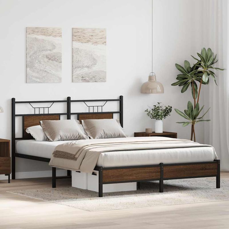 Casa si Gradina - Mobilier - Paturi si accesorii - Paturi - Cadru pat fara saltea stejar maro 140x200 cm lemn prelucrat - Infinity.ro